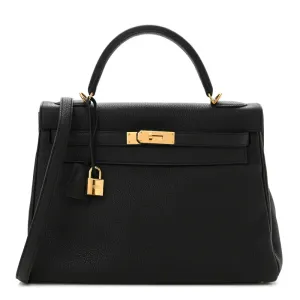 Hermès Kelly Retourne 32 Black Togo Leather Gold Hardware