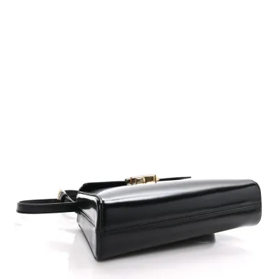 Prada Medium Flap Shoulder Bag Black Spazzolato Leather Gold Hardware