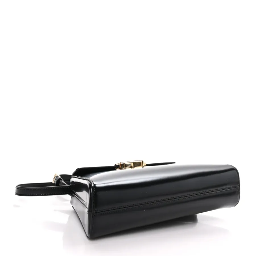 Prada Medium Flap Shoulder Bag Black Spazzolato Leather Gold Hardware