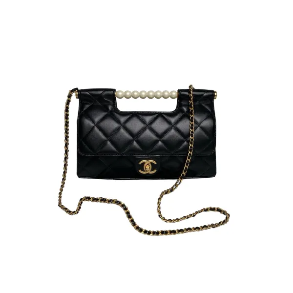 Chanel Pearl Handle handbag White/black crossbody bag - Image 9