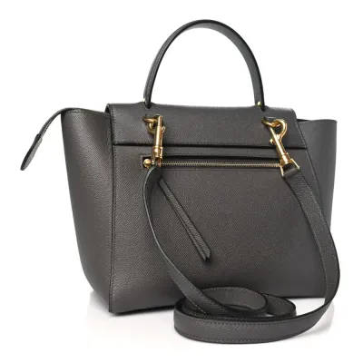 Celine Micro Belt Bag Grey Grained Calfskin Leather Gold Hardware