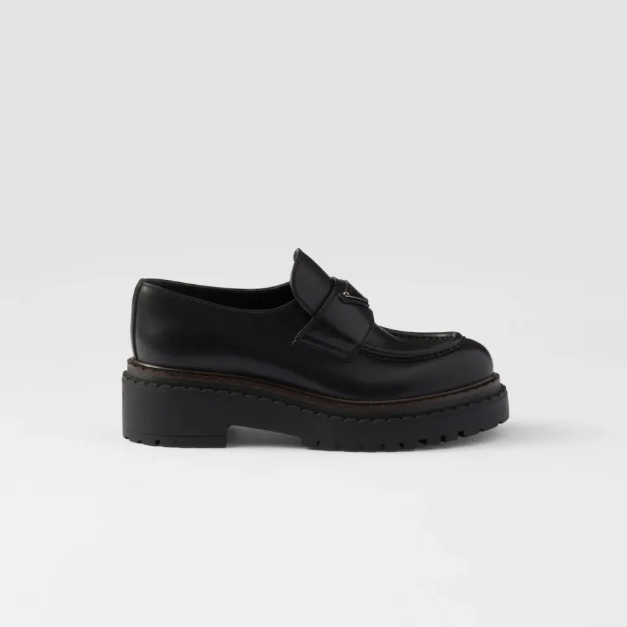 PRADA Black leather loafers
