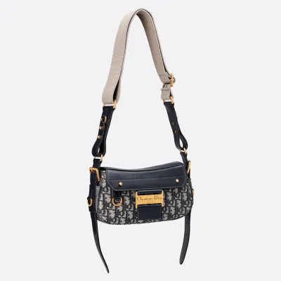 Dior Small Streetchic Bag In Blue Dior Oblique Jacquard and Smooth Calfskin With Gold Hardware