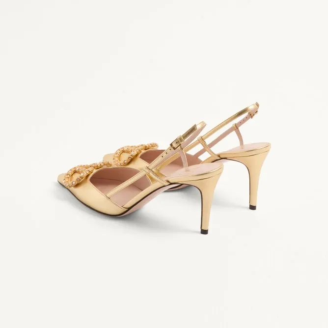 VALENTINO Sheepskin heels with back trim (8cm high heel)