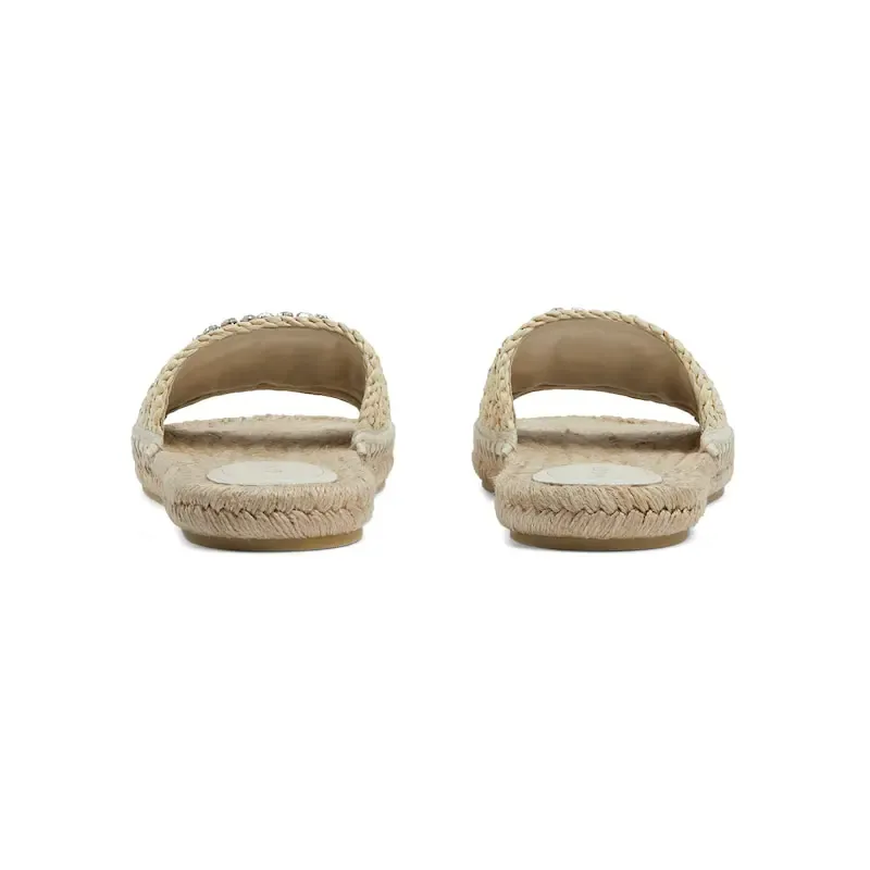 Gucci white double G rope soled shoes flat bottom slippers