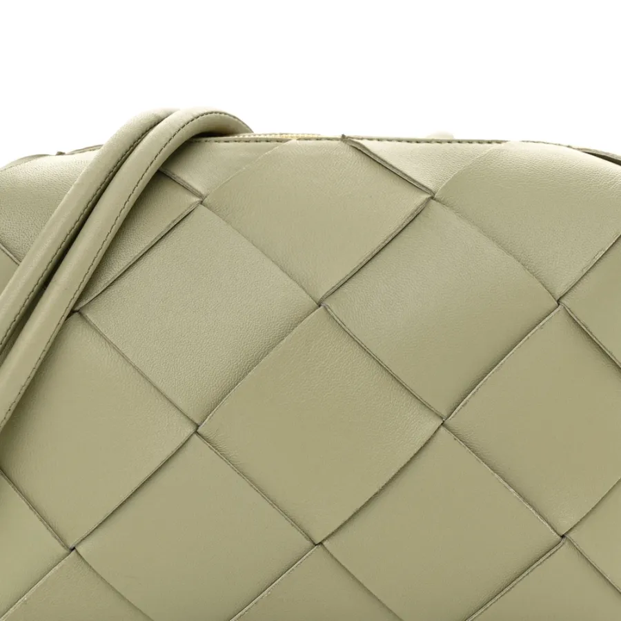 Bottega Veneta Maxi Intreccio Small Cassette Camera Bag Travertine Lambskin Leather
