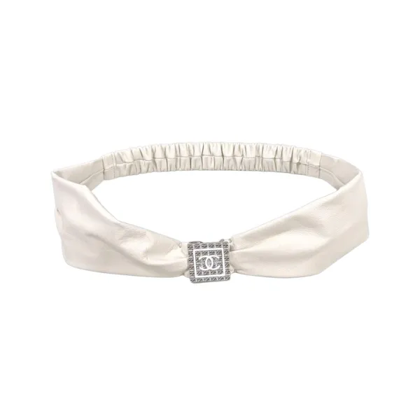 Chanel Women's Elastic Belt In Black/White Calfskin With Gold/Silver Hardware 50mm - Image 4