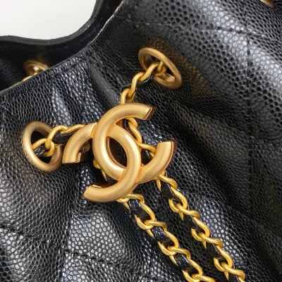 Chanel Black Quilted Shiny Calfskin Leather / Abrasive Sand Leather / Quilted Caviar Leather Shoulder Bags