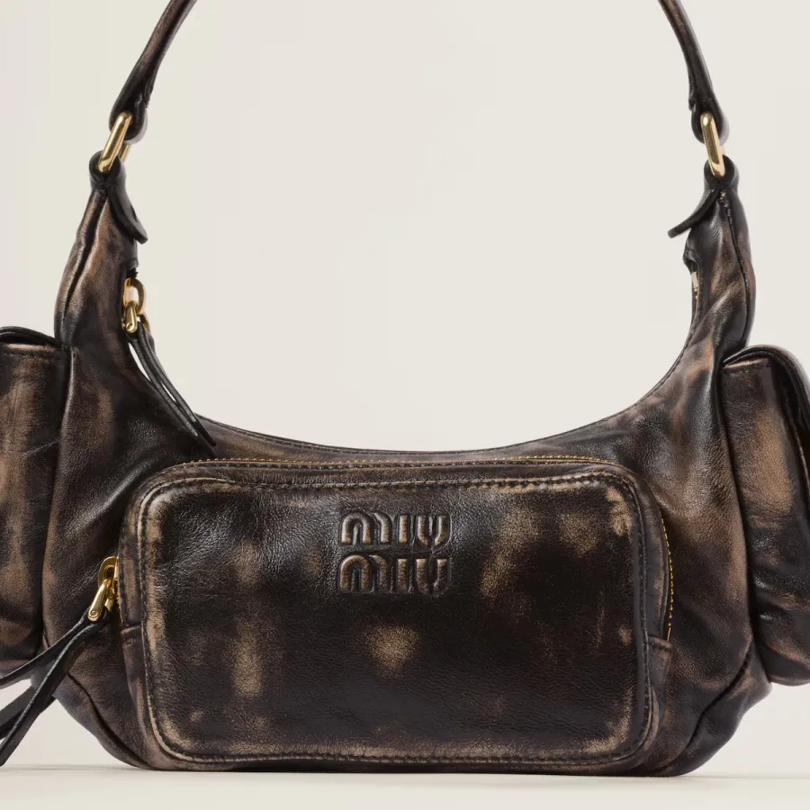 Miu Miu Pocket Leather Brown Top-Handle Bags