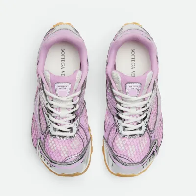 Bottega Veneta Orbit Sneakers In Silver/Pink Technical Fabric And Mesh Lace-Up Sneaker