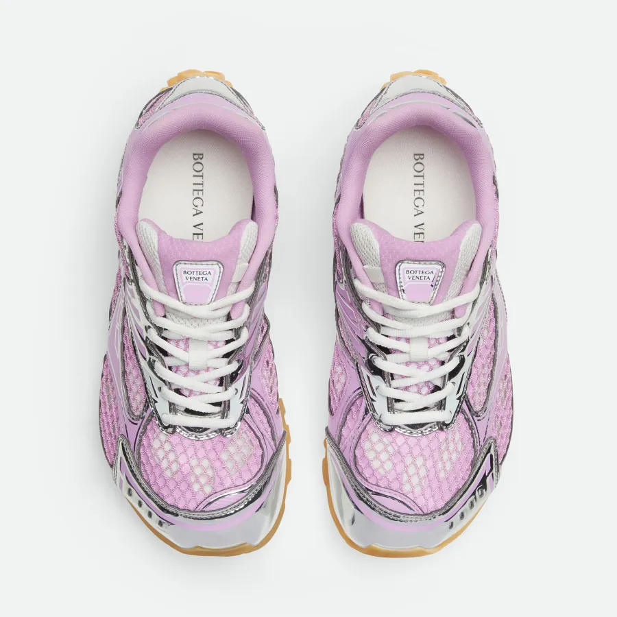 Bottega Veneta Orbit Sneakers In Silver/Pink Technical Fabric And Mesh Lace-Up Sneaker
