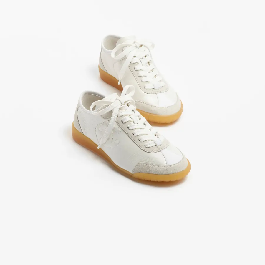 White calfskin and suede Chanel Sneakers