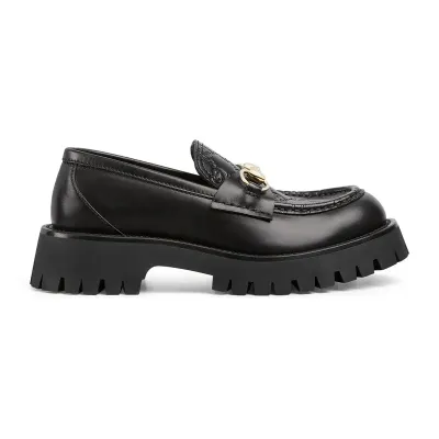Gucci black thick bottom loafers