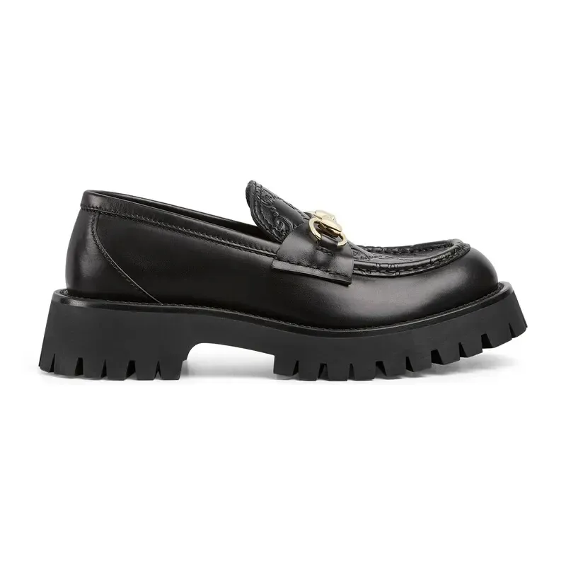 Gucci black thick bottom loafers