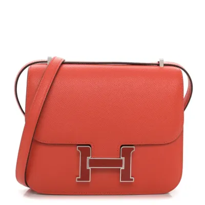 Hermès Enamel Constance 18 Capucine/Sanguine Epsom Leather Palladium Hardware