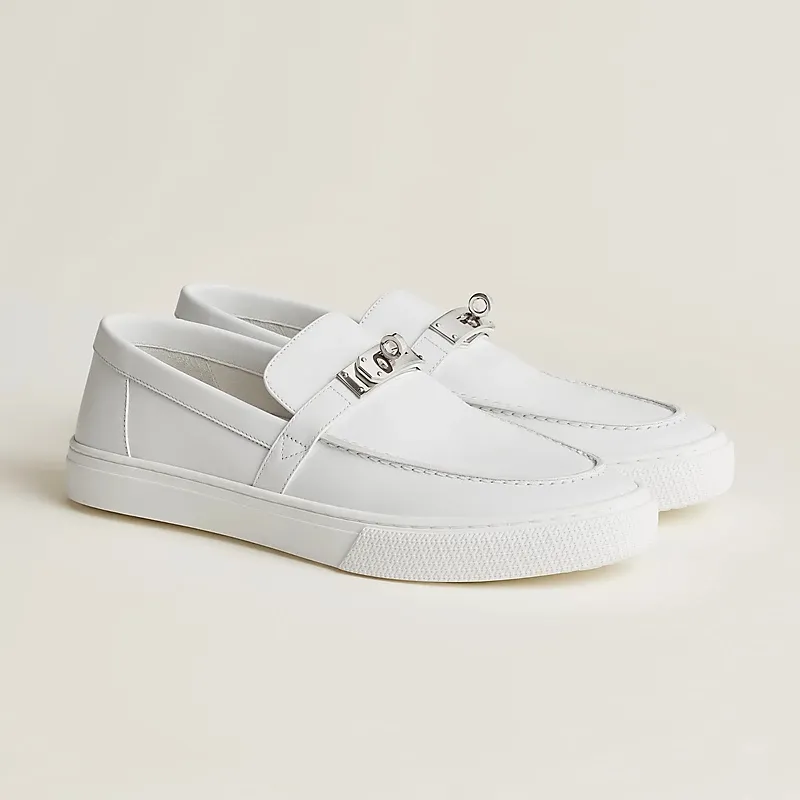 HERMES Game White Loafers