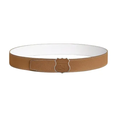 Hermès Men' s On The Road Buckle Reversible Belt In Brown/White/Blue/Black Calfskin 38mm