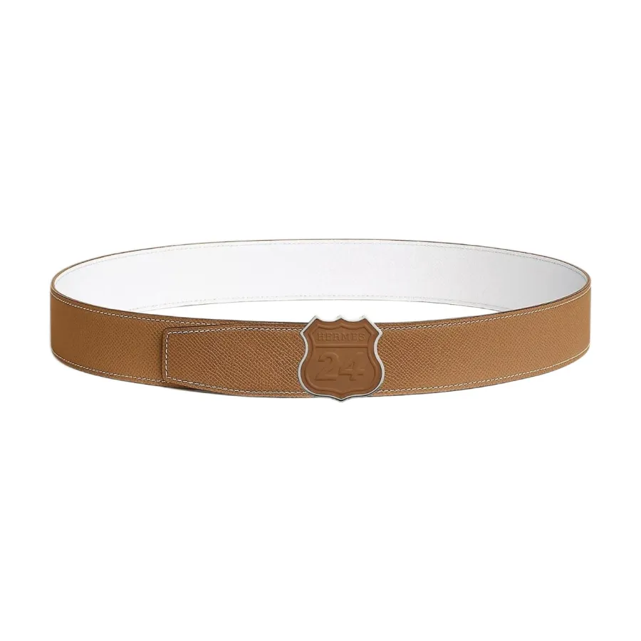 Hermès Men' s On The Road Buckle Reversible Belt In Brown/White/Blue/Black Calfskin 38mm