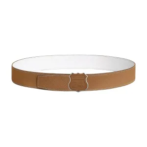 Hermès Men' s On The Road Buckle Reversible Belt In Brown/White/Blue/Black Calfskin 38mm