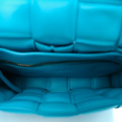 Bottega Veneta Small Maxi Intreccio Padded Cassette Crossbody Bag Pool Nappa Leather Brass Hardware