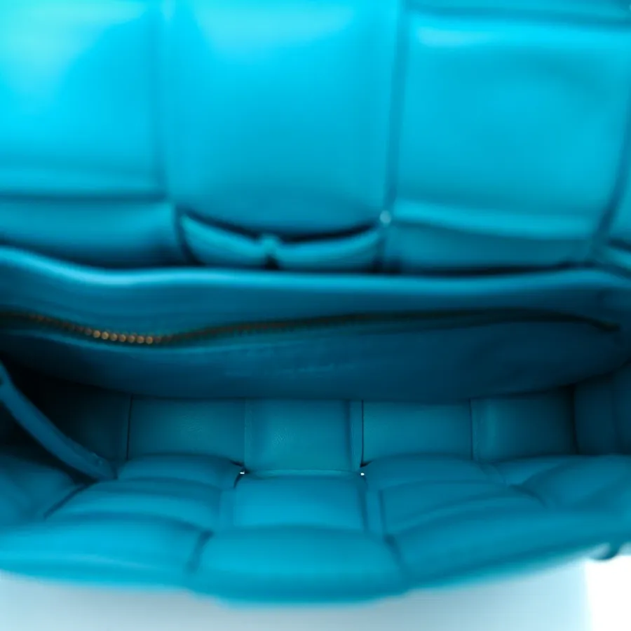 Bottega Veneta Small Maxi Intreccio Padded Cassette Crossbody Bag Pool Nappa Leather Brass Hardware