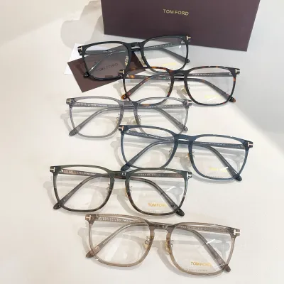 Tom Ford square frame glasses black gold/leopard/tawny/grey/blue/green color transparent lens Size 57口19-145