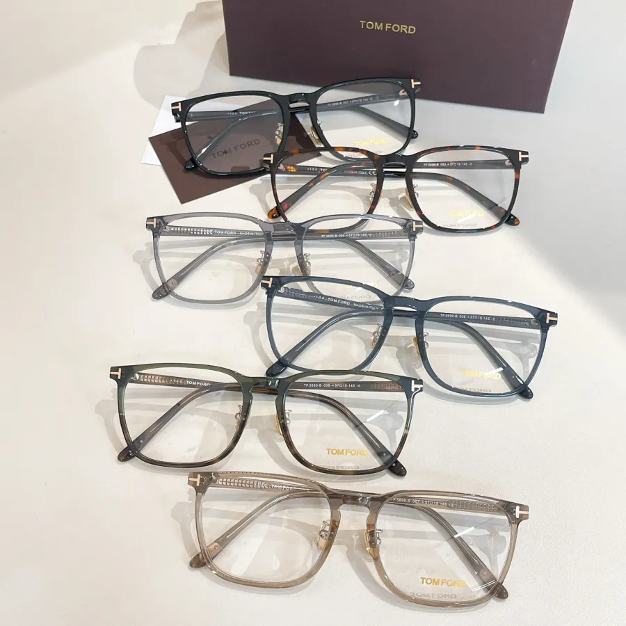 Tom Ford square frame glasses black gold/leopard/tawny/grey/blue/green color transparent lens Size 57口19-145
