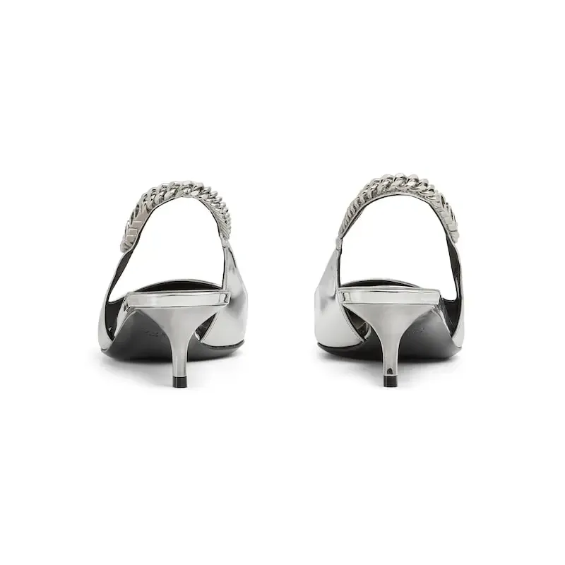 Gucci silvery patent leather pointed heels high heels shoes Rear lace up high heels