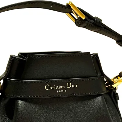 Dior Small C'est Dior Bag In Black/Brown CD-Embossed Calfskin With Gold Hardware