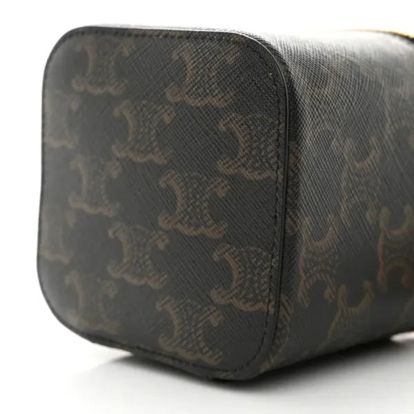 Celine Mini Vanity Case Tan Triomphe Canvas & Calfskin Leather Gold Hardware - Image 5