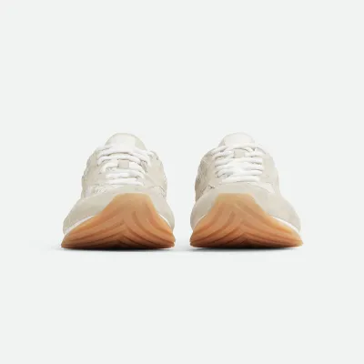 Bottega Veneta Orbit Flash Sneakers In Sea Salt Weathered Suede Leather And Mesh Lace-Up Sneaker