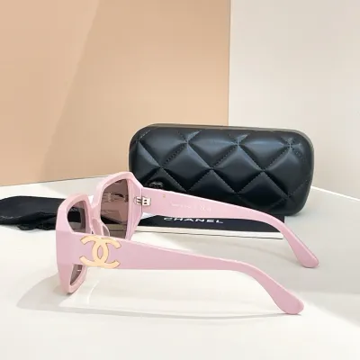 CHANEL square frame glasses pink brown color size 52口22-140