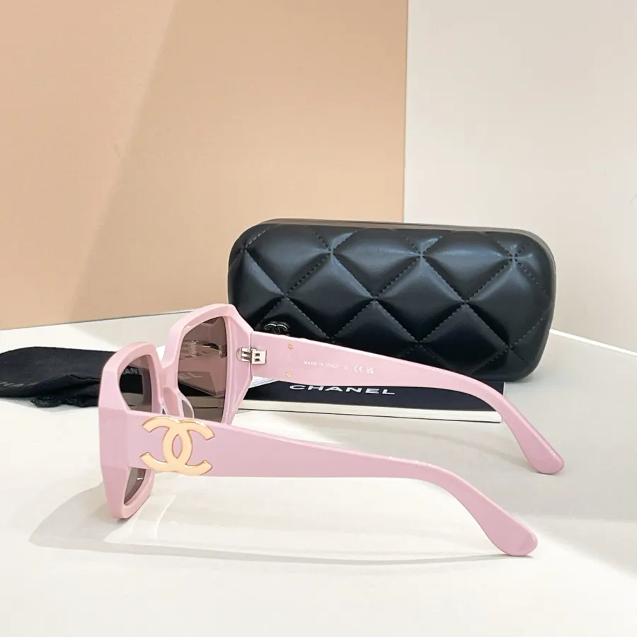 CHANEL square frame glasses pink brown color size 52口22-140