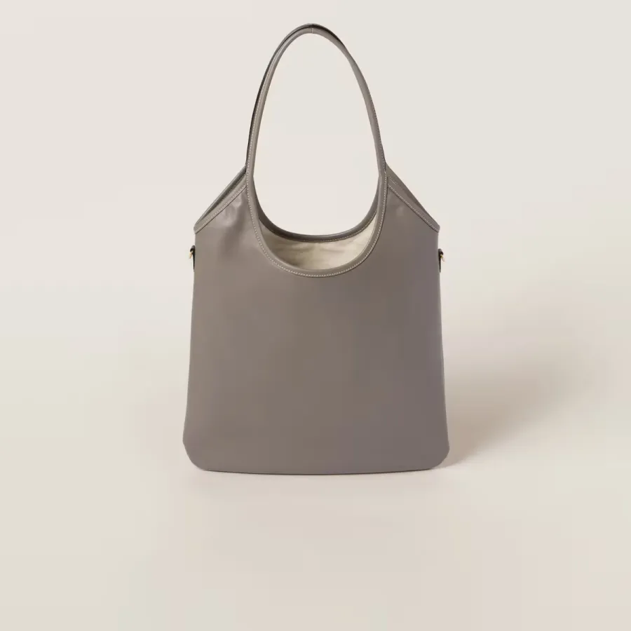 Miu Miu IVY Calfskin Leather Hobo Grey Tote Bags