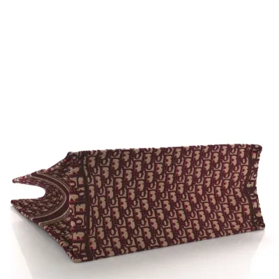 Dior Large Book Tote Burgundy Multicolor Oblique Canvas