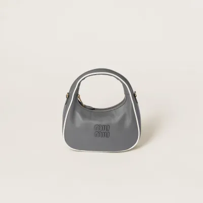 Miu Miu Wander Quilted Lambskin Leather handbag Grey Crossbody Bags