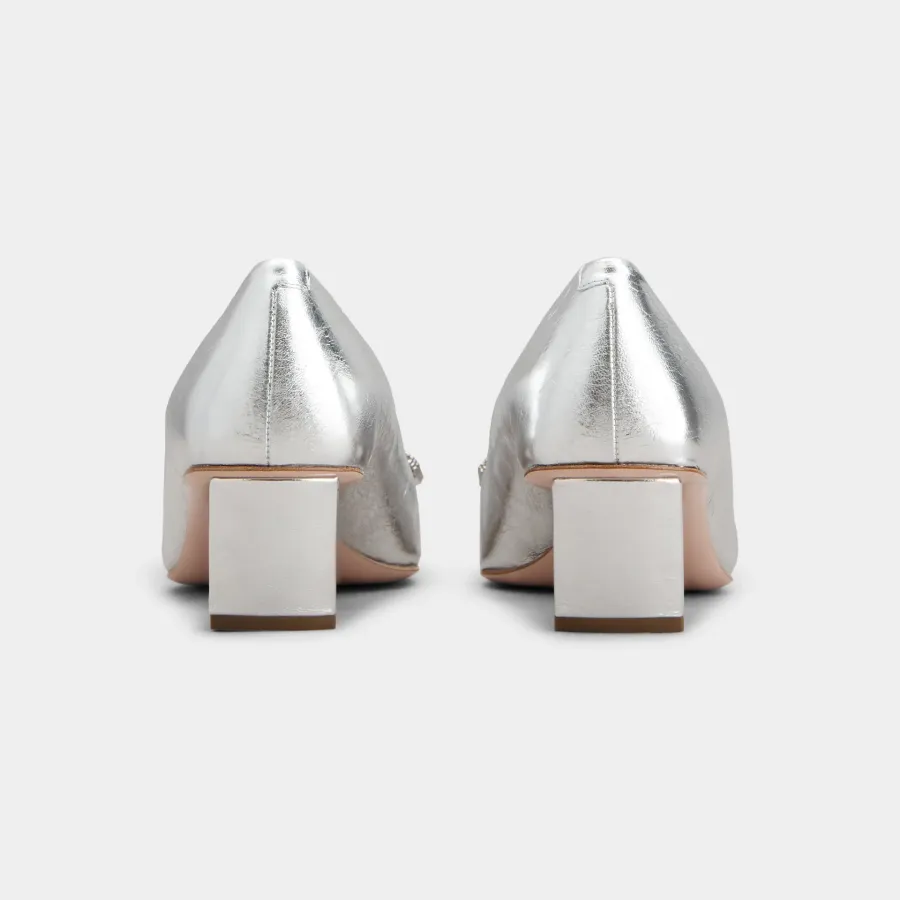 Roger Vivier Belle Vivier Pumps High Heels In Silver Leather With Crystal Buckle (Heel Height 4.5cm)