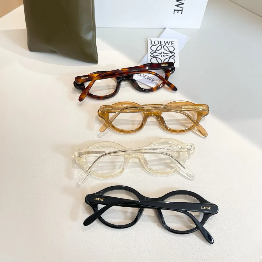 Loewe round frame glasses leopard/tawny/black/transparent color Size 48口21-140