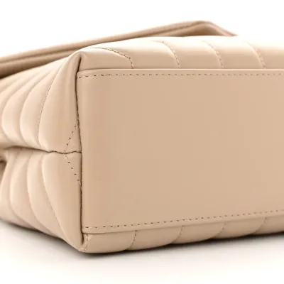 Saint Laurent Small Loulou Chain Satchel Dark Beige Y-Quilted Monogram Calfskin Leather Gold Hardware