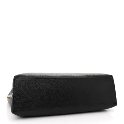 Valentino Garavani Medium Rockstud Tote Black/Rose Quartz Grainy Calfskin Leather Gold Hardware