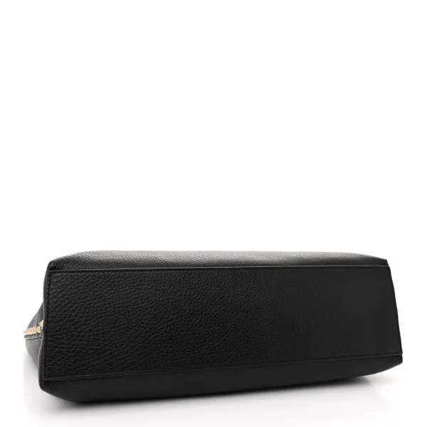 Valentino Garavani Medium Rockstud Tote Black/Rose Quartz Grainy Calfskin Leather Gold Hardware - Image 6