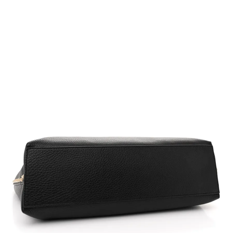 Valentino Garavani Medium Rockstud Tote Black/Rose Quartz Grainy Calfskin Leather Gold Hardware