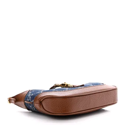 Gucci Mini Jackie 1961 Hobo Blue Tea / Cuir New Denim GG Monogram & Calfskin Leather Gold Hardware