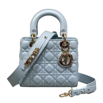 Dior Small My ABCDior Lady Dior Grey/Biscuit/Purple/Pink/Pale Blue/Stone Grey Cannage Lambskin Leather Gold Hardware