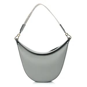 Loewe Luna Bag Small Ash Grey Satin & Jacquard Calfskin Leather Gold Hardware