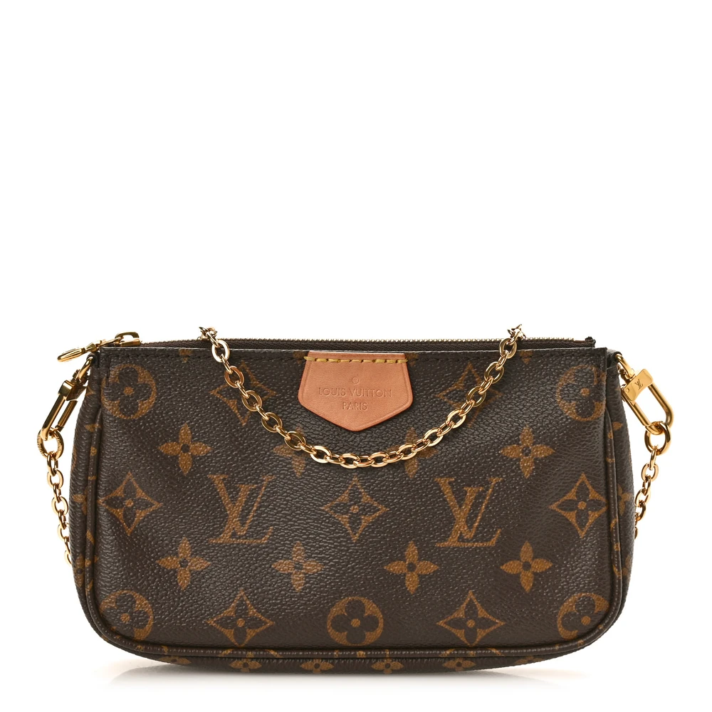 Louis Vuitton Multi Pochette Accessories Mini Pochette Monogram Canvas Hardware Dourado