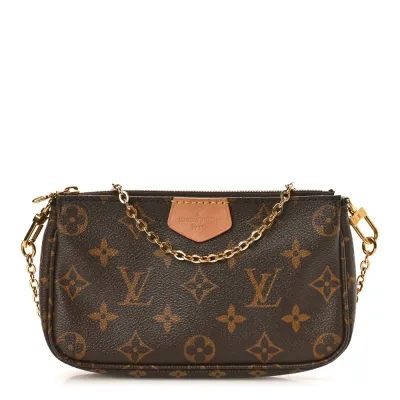 Louis Vuitton Multi Pochette Accessories Mini Pochette Monogram Canvas Gold Hardware