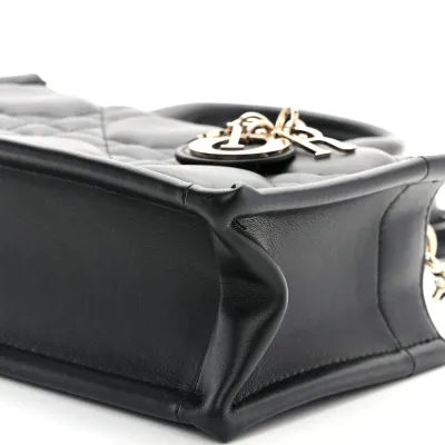 Dior Mini Book Tote Black Macrocannage Calfskin Leather Light Gold Hardware