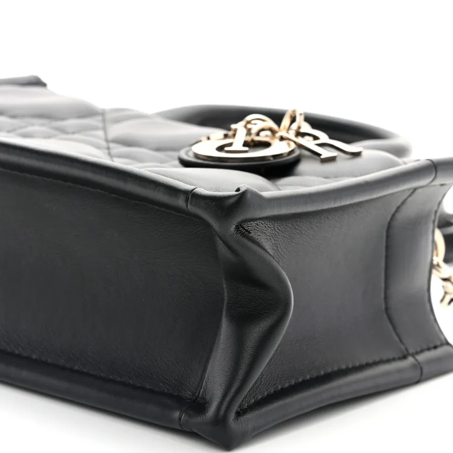 Dior Mini Book Tote Black Macrocannage Calfskin Leather Light Gold Hardware