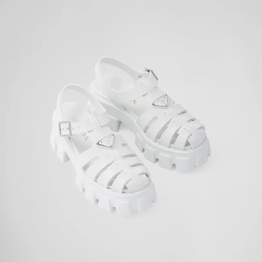 PRADA White rubber Monolith sandals